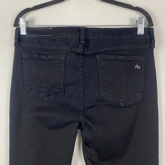 Rag & Bone High Rise Skinny Jeans in Black Coal Size 31 - Picture 6 of 12